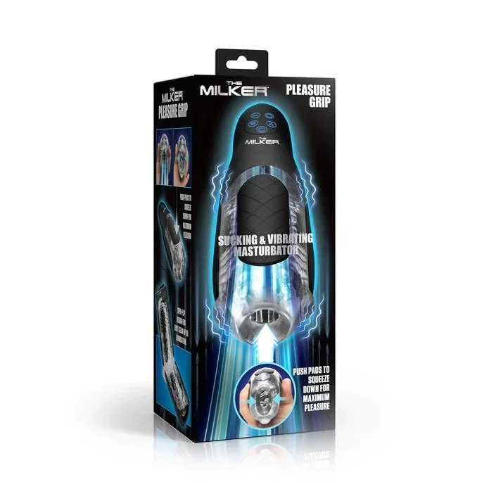 Pleasure Grip Sucking and Vibrating Masturbator – Black