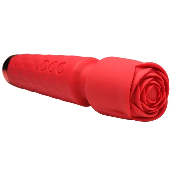 Pleasure Rose 10x Silicone Wand With Rose Attachment – Red