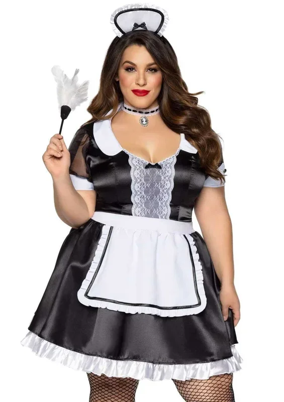 Plus Classic French Maid Costume – 1x/2x – Black / White