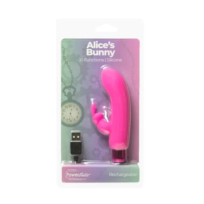 Powerbullet Alice’s Bunny Rechargeable Bullet Vibrator with Silicone Rabbit Sleeve Pink