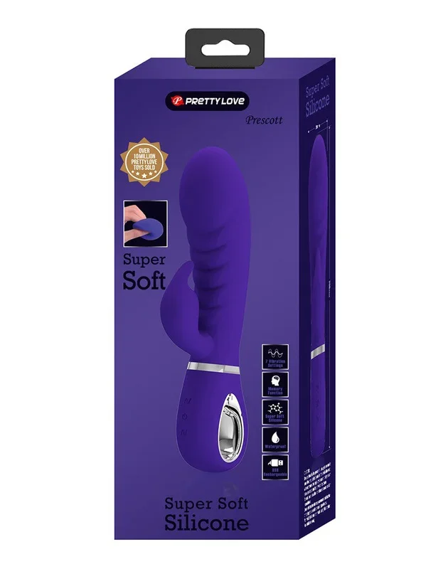 Prescott Super Soft Rabbit Silicone Vibrator – Purple