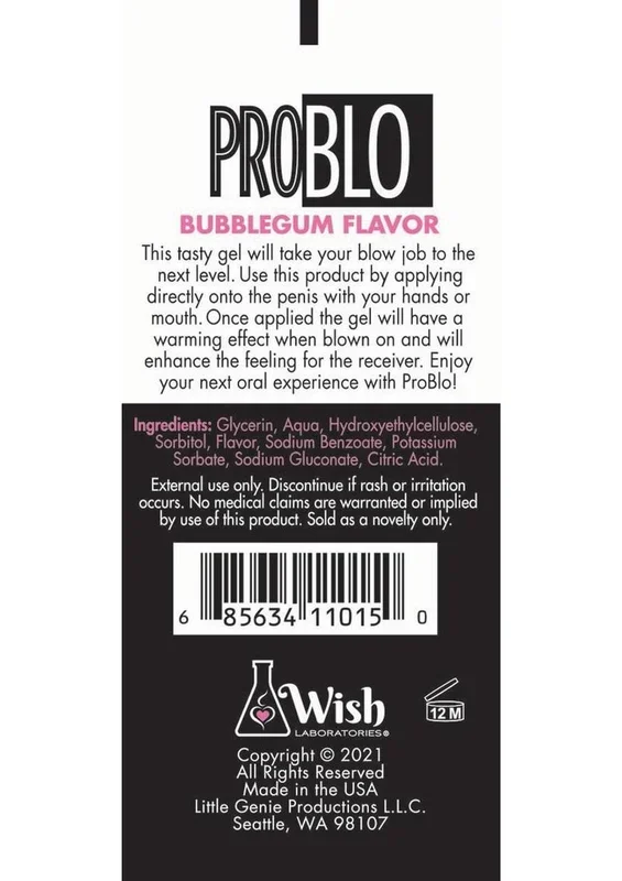 Problo Oral Pleasure Flavored Gel 1.5oz – Bubblegum