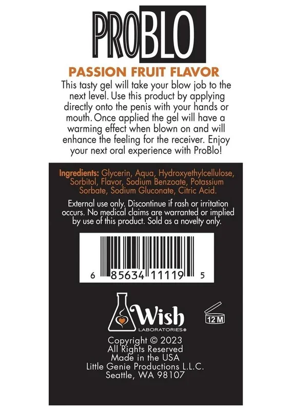 Problo Oral Pleasure Flavored Gel 1.5oz – Passion Fruit