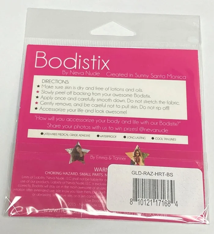 Razzle Dazzle Crystal Jewel Sparkle I Heart U Body Stickers 6 Pk – Gold