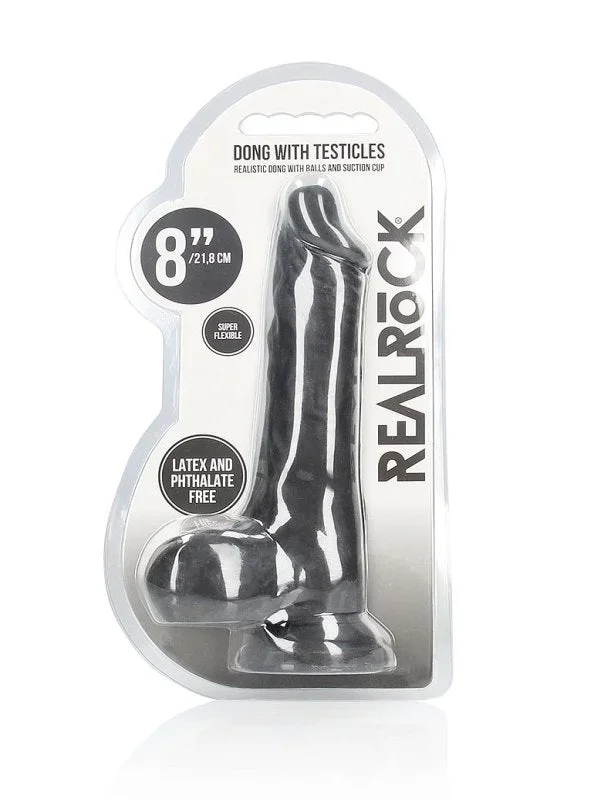 Real Rock Skins 8″ Dildo with Balls Black