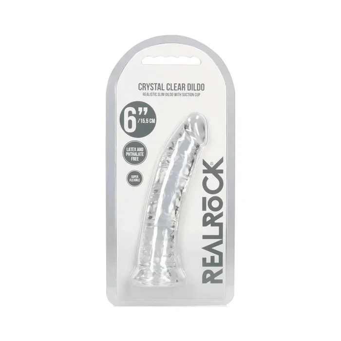 RealRock Crystal Clear Slim 6 in. Dildo Clear