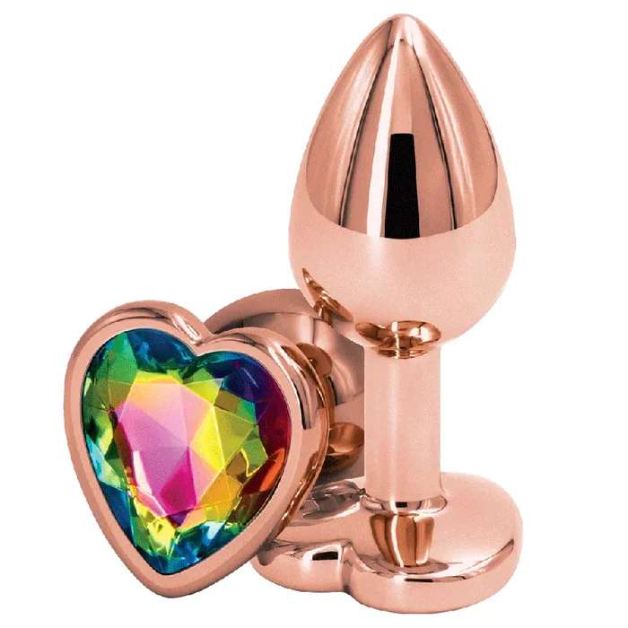 Rear Assets Rose Gold Heart Gem Metal Butt Plug – Small