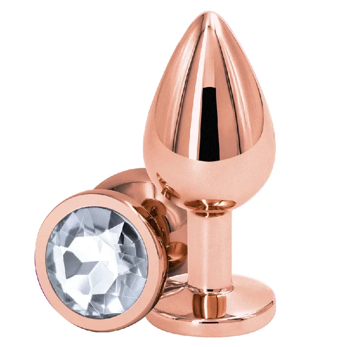 Rear Assets Rose Gold Round Gem Metal Butt Plug – Medium