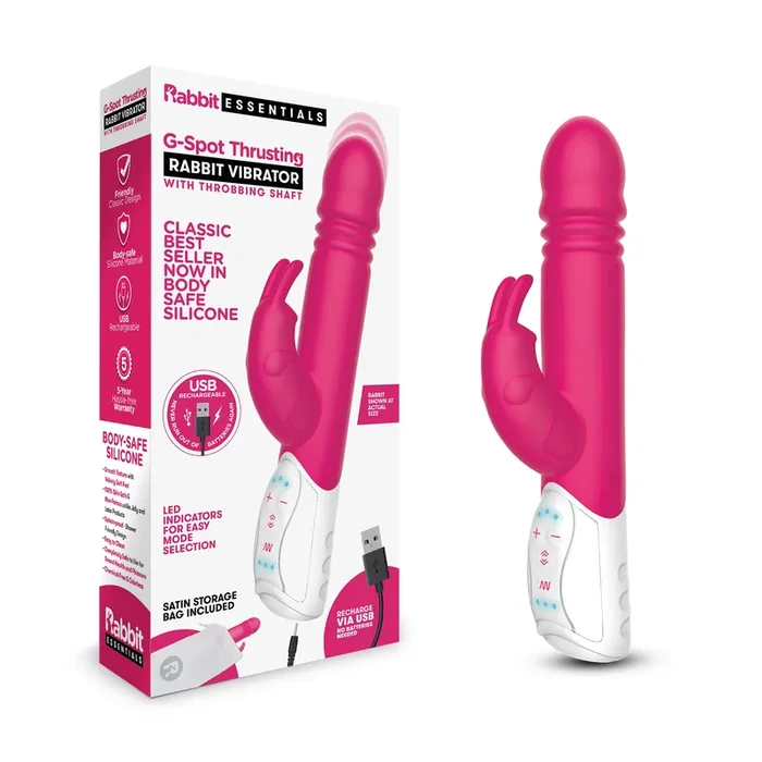 Rechargeable G-Spot Thrusting Rabbit – Hot Pink