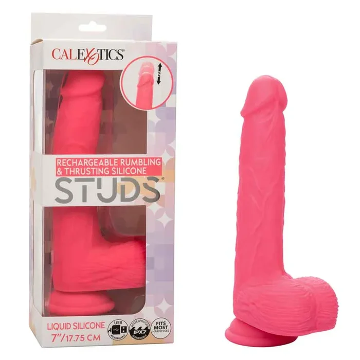 Rechargeable Rumbling and Thrusting Silicone Studs – Pink