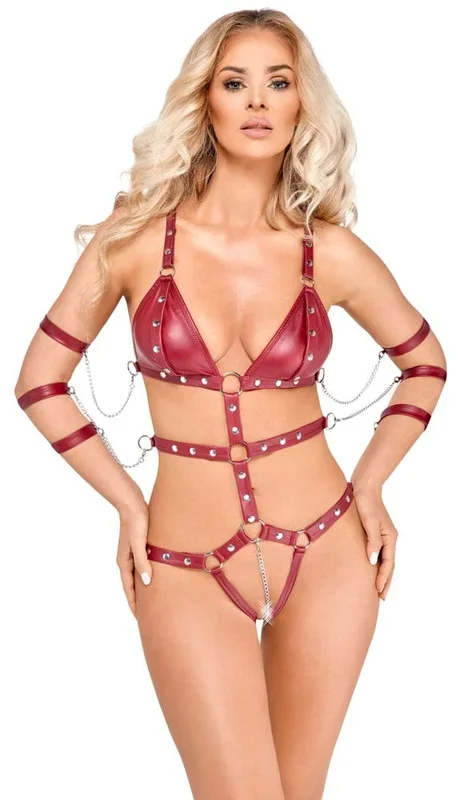 red strap bodysuit L