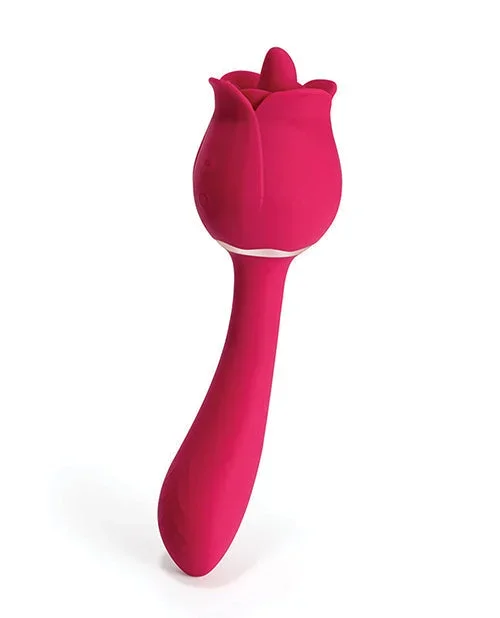 Rhea Clit Licking Tongue Rose Vibrator & G-Spot Massager – Red