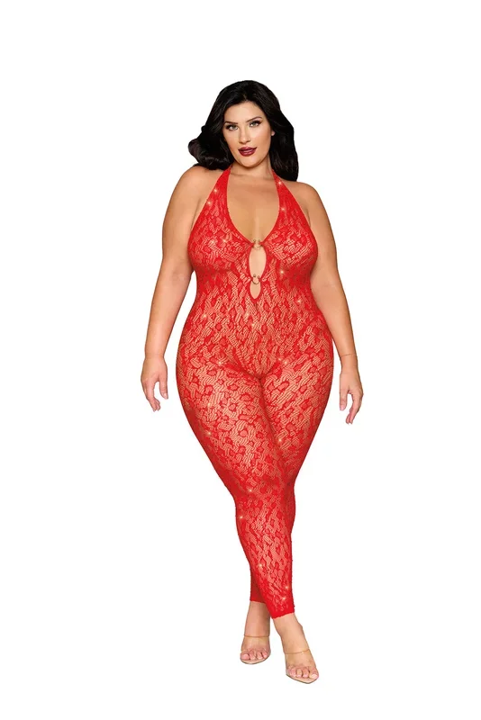 Rhinestone Bodystocking Dmnd – Queen Size – Poinsettia