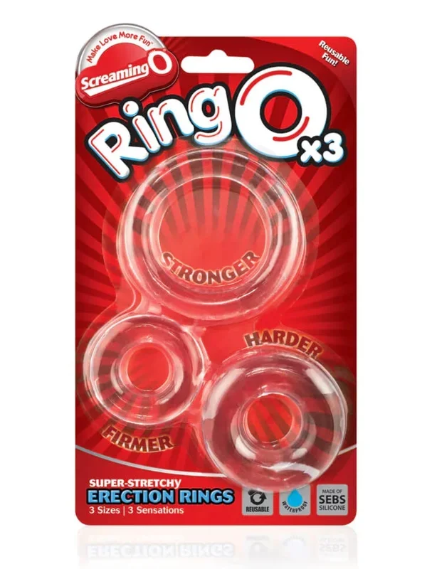 RingO x3 Cock Ring 3 Pack Clear