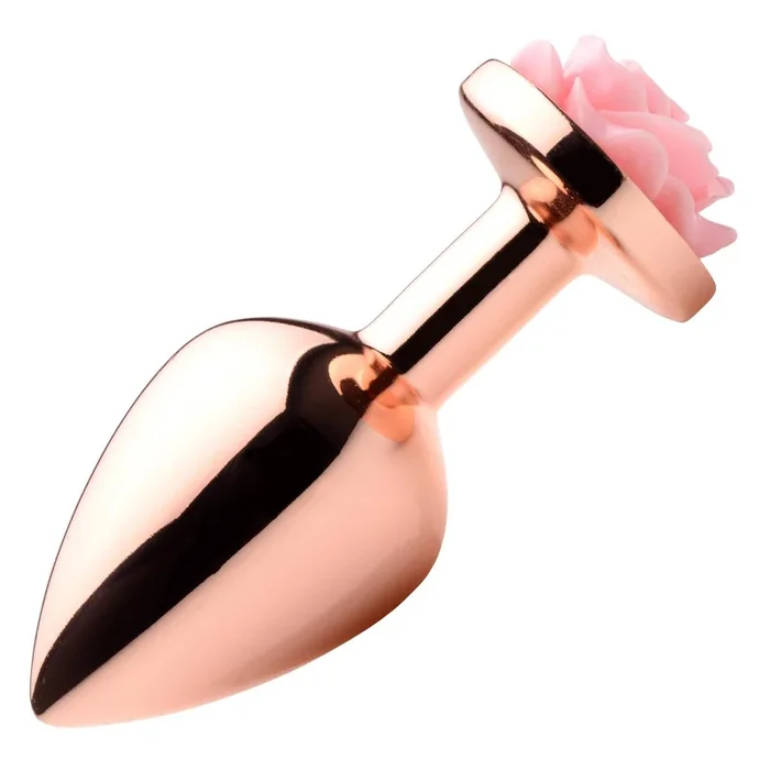 Rose Gold Anal Plug With Pink Flower