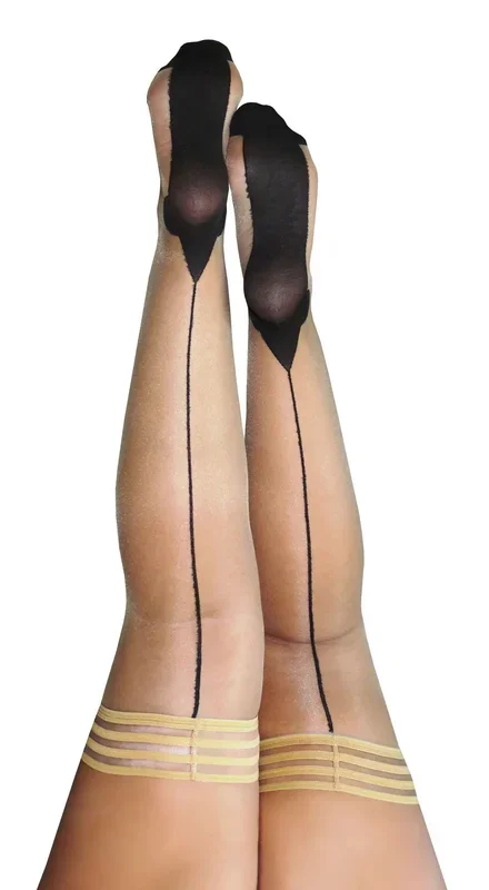 Ruby – Cuban Heel Thigh High – Size D – Nude