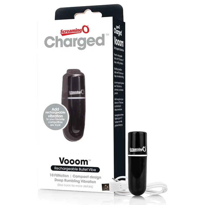 Screaming O Charged Vooom Rechargeable Bullet Vibe – Black