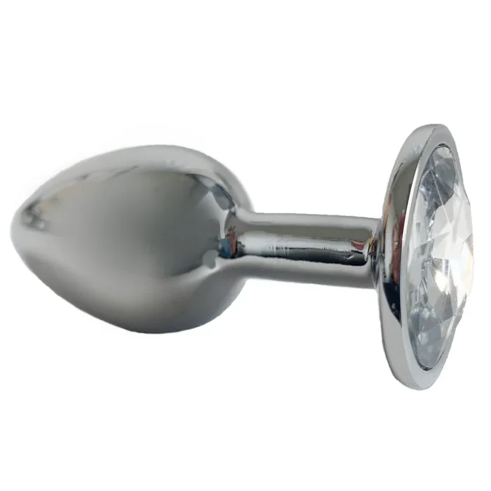 Seamless Metal Butt Plug With Round Gem – Small