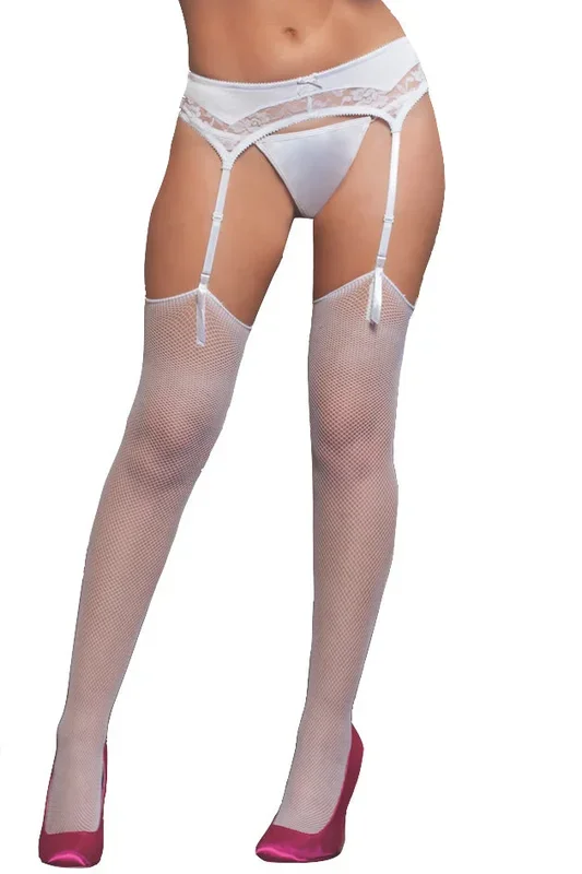 Seven Til Midnight White Fishnet Thigh High Stockings