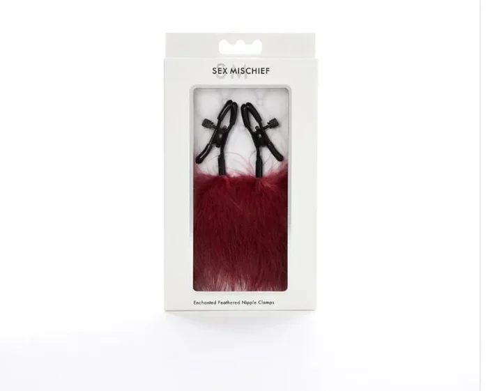 Sex and Mischief Enchanted Feather Nipple Clamps – Burgundy