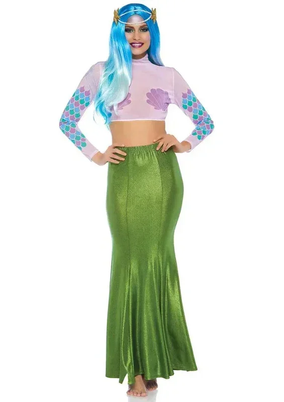Shimmer Spandex Mermaid Costume Maxi Skirt – Small-Medium – Green