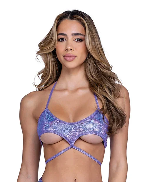 Shimmer Top w/Underboob Cutout – Lavender XL