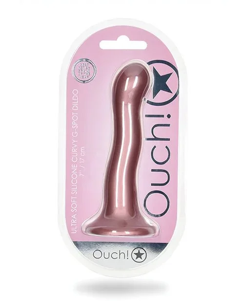 Shots Ouch 7″ Curvy G-Spot Dildo – Rose Gold