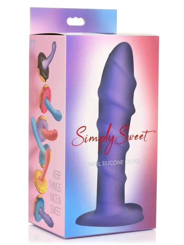 Simply Sweet 7″ Swirl Silicone Dildo Purple
