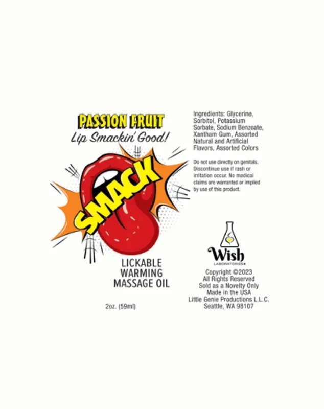 Smack Warming and Lickable Massage Oil – Passion Fruit 2 Oz