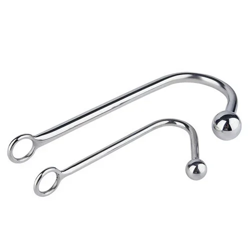 Stainless Steel Anal Hook, Polished Metal Anal Ball Plug BDSM for Couples