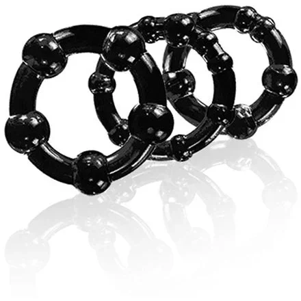 Stay Hard Beaded Cock Ring Black – 3 Pack