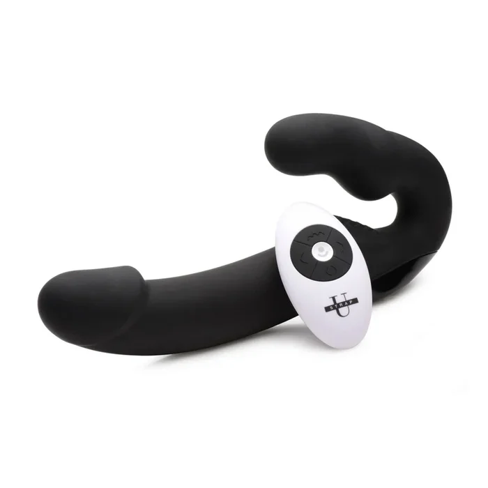 Strap U Urge Remote Control Vibrating Silicone Strapless Strap-On Black