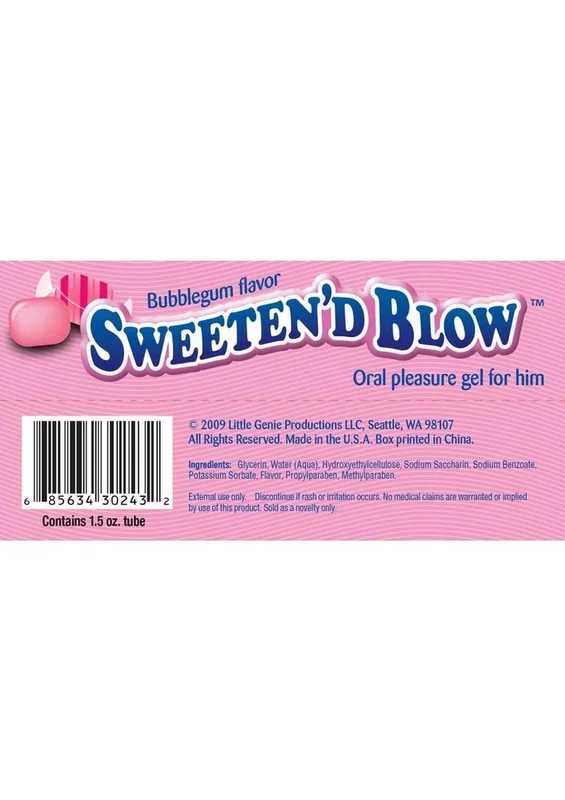 Sweeten D Blow Flavored Oral Pleasure Gel 1.5oz – Bubblegum