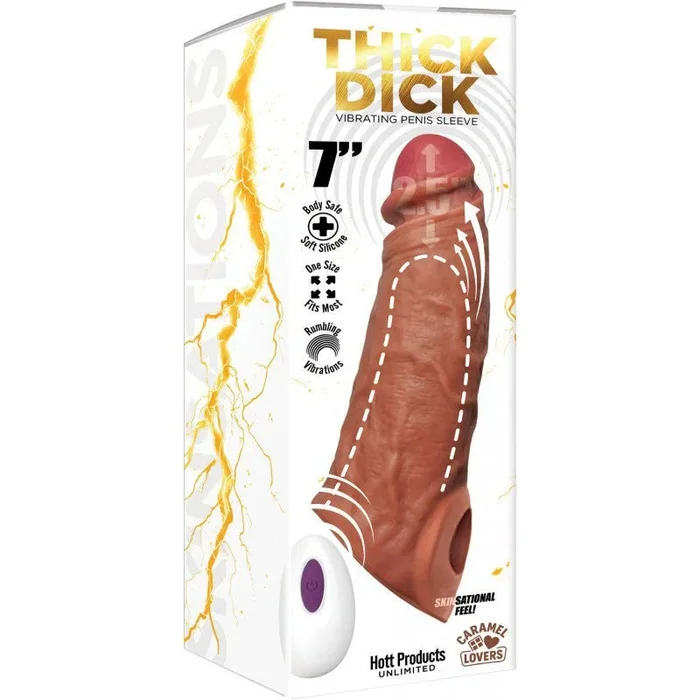 Thick Dick Vibrating Sleeve with Remote Control – Caramel