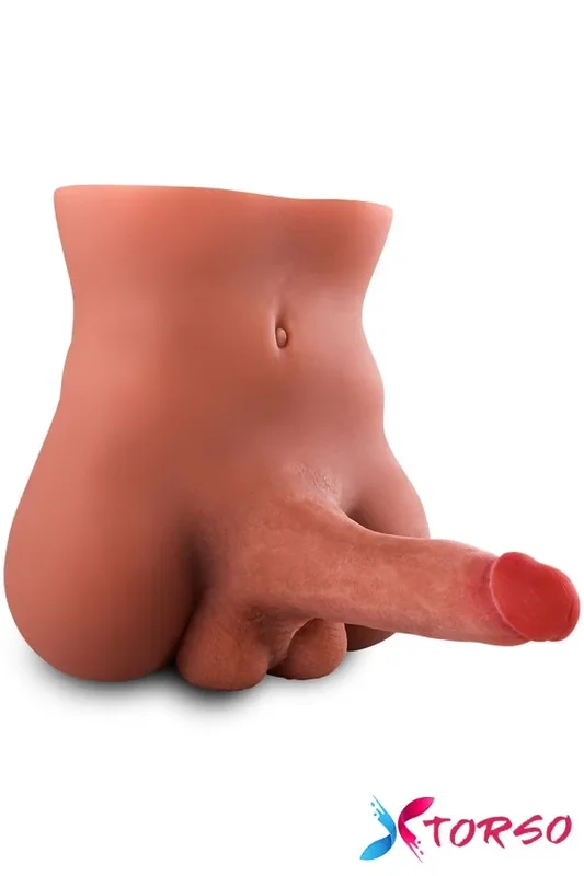 Una: 6.2LB DL Lifelike Torso Dildo Tight Anal Male Torso Sex Doll 7in Huge Cock Brown [EU Stock]