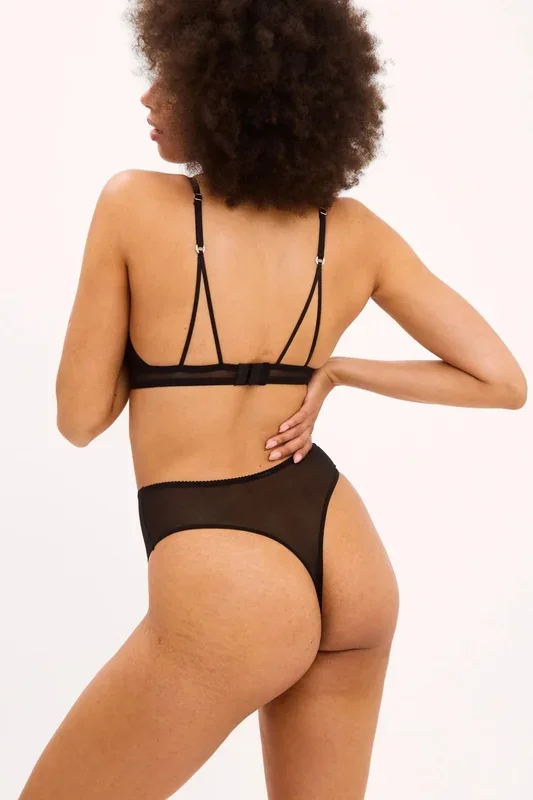 Understatement | Mesh, Highwaist Tanga (Black)