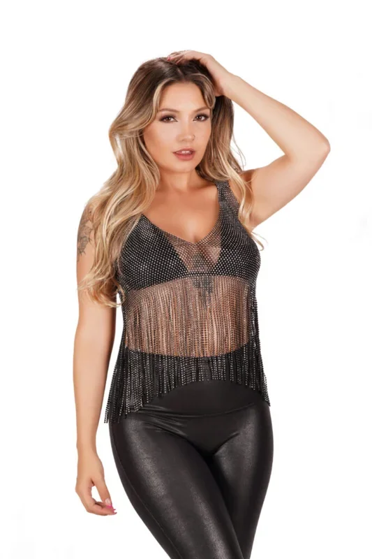 Unhinged & Fringed Rhinestone Top