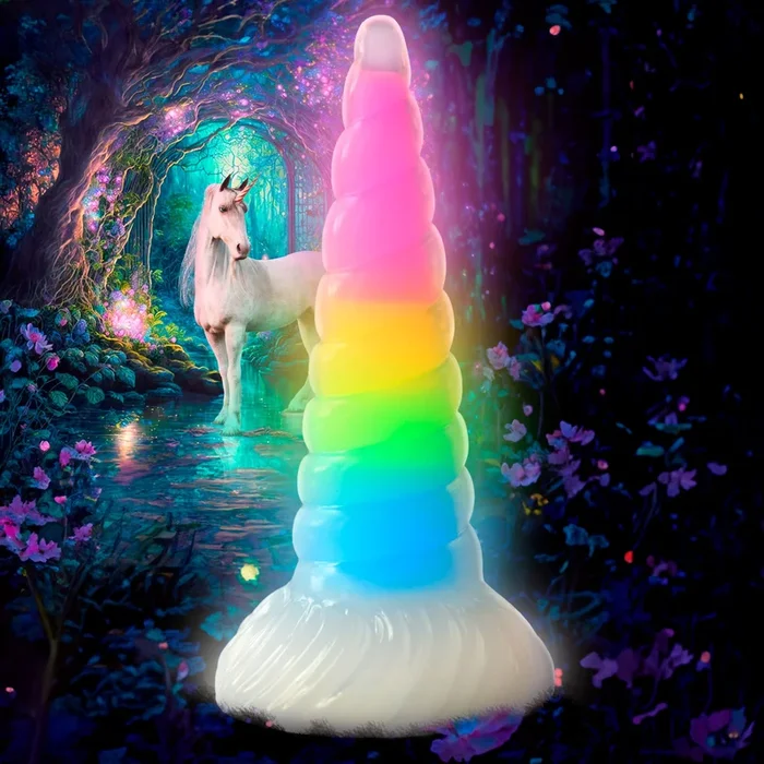 Uni-Glow Glow-in-the-Dark Rainbow Silicone Dildo