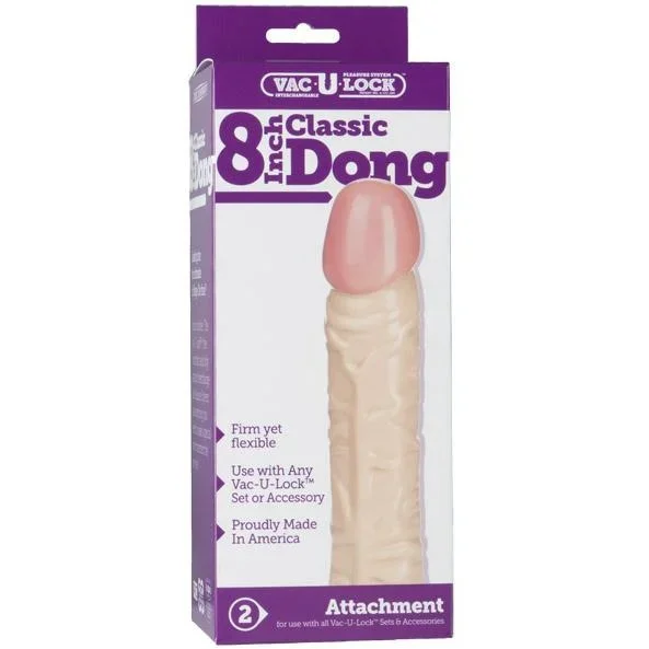Vac-U-Lock 8″ Classic Realistic Dong Beige