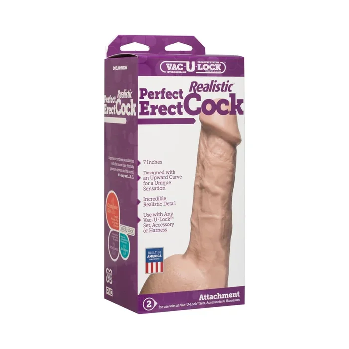 Vac-U-Lock – Perfect Erect Realistic Cock White