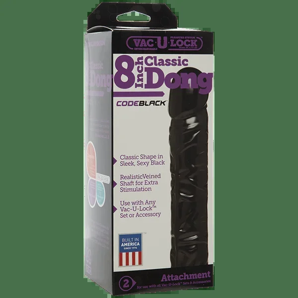 Vac-u-lock Code Black 8″ Classic Dong