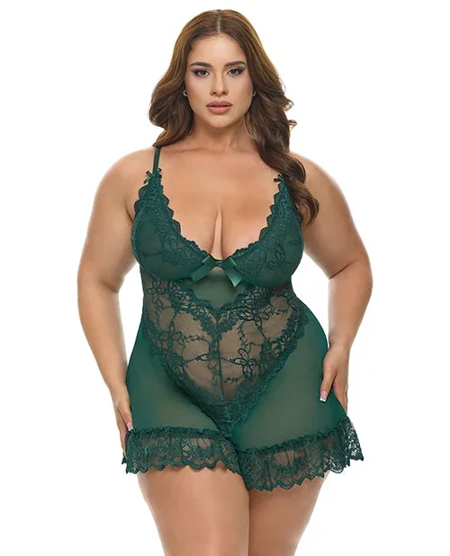 Valentine Lacey Babydoll w/G-String – Green 1X/2X