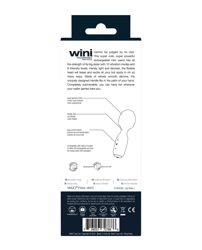 VeDo Wini Rechargeable Mini Wand – Just Black