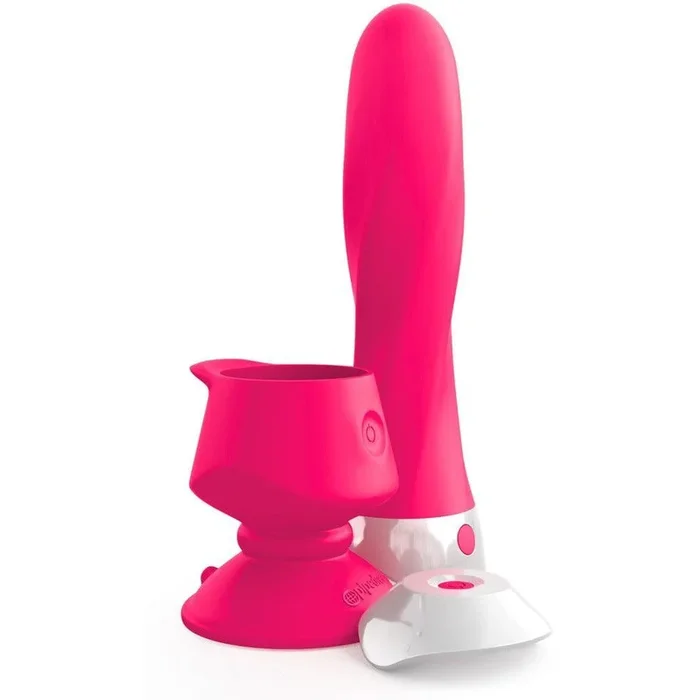 Vibrator “Wall banger deluxe” – removable suction cup & remote control 19 cm (pink)