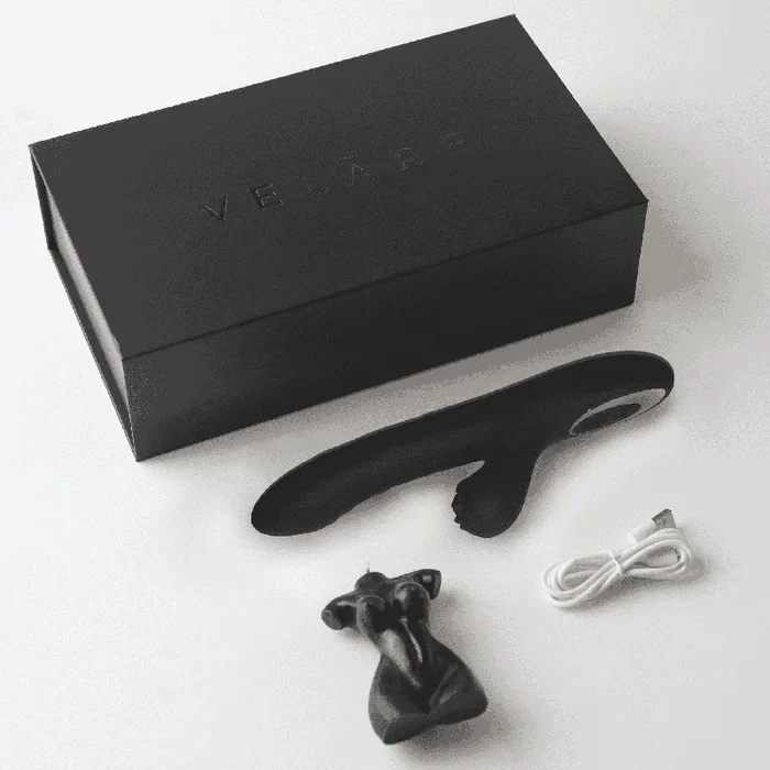 VibroSense Black Rabbit Vibrator – Includes FREE VELĀRE Sculpted Candle