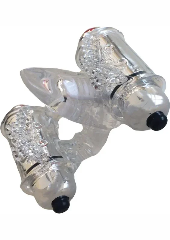 Wet Dreams Double Down Triple Motor Cock Ring with Vibrating Stimulating Tongue Waterproof