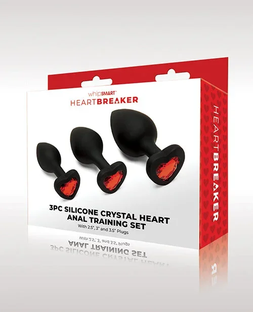 WhipSmart Heartbreaker 3 pc Crystal Heart Anal Training Set – Black/Red