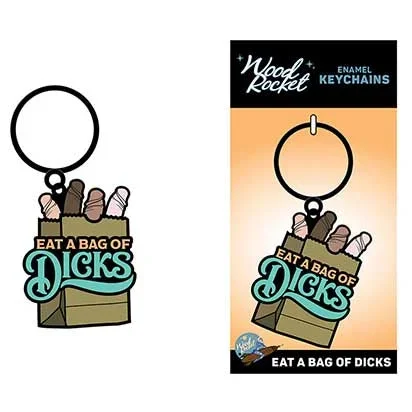 Wood Rocket Eat A Bag Of Dicks Keychain
