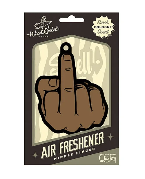 Wood Rocket Middle Finger Brown Air Freshener
