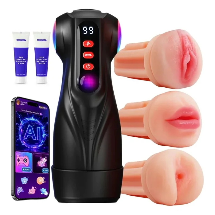 XS10Pro: Blowjob Simulator with Suction, Vibration & 3 Interchangeable Sleeves